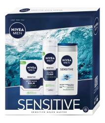 NIVEA Men Sensitive ZESTAW 3-ELEMENTOWY balsam po goleniu + pianka do golenia + żel pod prysznic