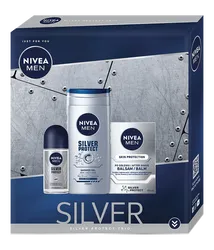 NIVEA Men Silver Protect ZESTAW 3-ELEMENTOWY deo roll-on + żel pod prysznic + balsam po goleniu