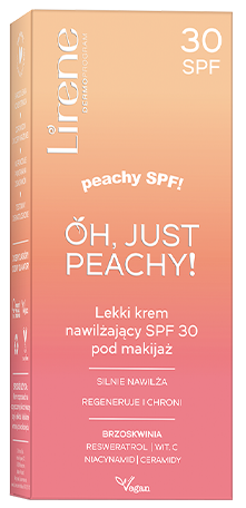 LIRENE Oh, Just Peachy! LEKKI KREM NAWILŻAJĄCY SPF30 pod makijaż
