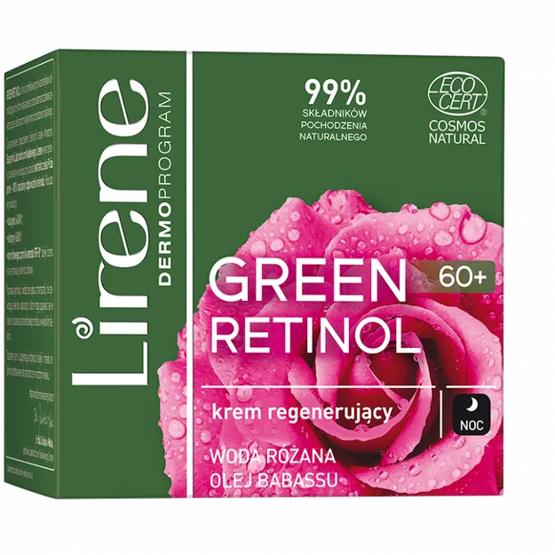 Lirene GREEN RETINOL 60+ krem regenerujący NA NOC
