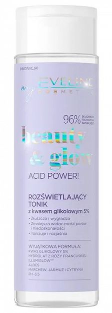 EVELINE Beuty & Glow Acid Power! ROZŚWIETLAJĄCY TONIK z kwasem glikolowym 5%